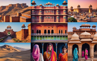 a kollage of places in rajasthan